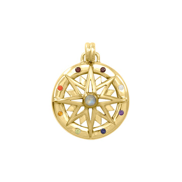 Wander through my compass Solid Yellow Gold Pendant and gemstone GPD683